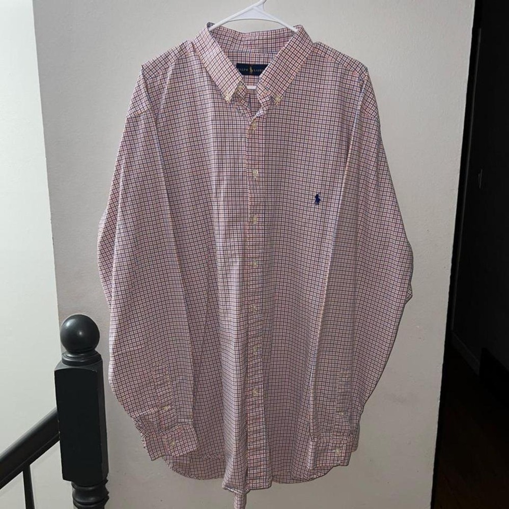 Polo Ralph Lauren Button-Down Shirt Blue Orange Tattersall Check 2XLT - Picture 1 of 8